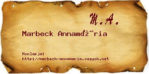 Marbeck Annamária névjegykártya